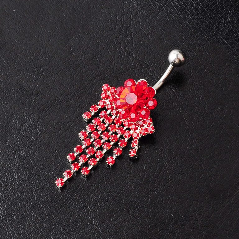European and American  new navel nail belly dance jewelry tassel full diamond navel ring navel buckle - Image 7