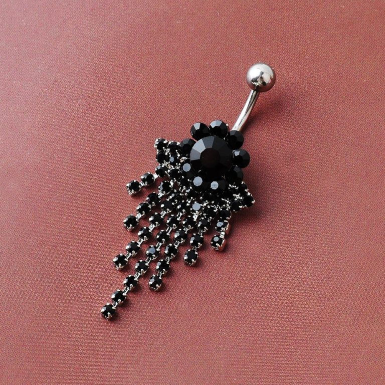 European and American  new navel nail belly dance jewelry tassel full diamond navel ring navel buckle - Image 8