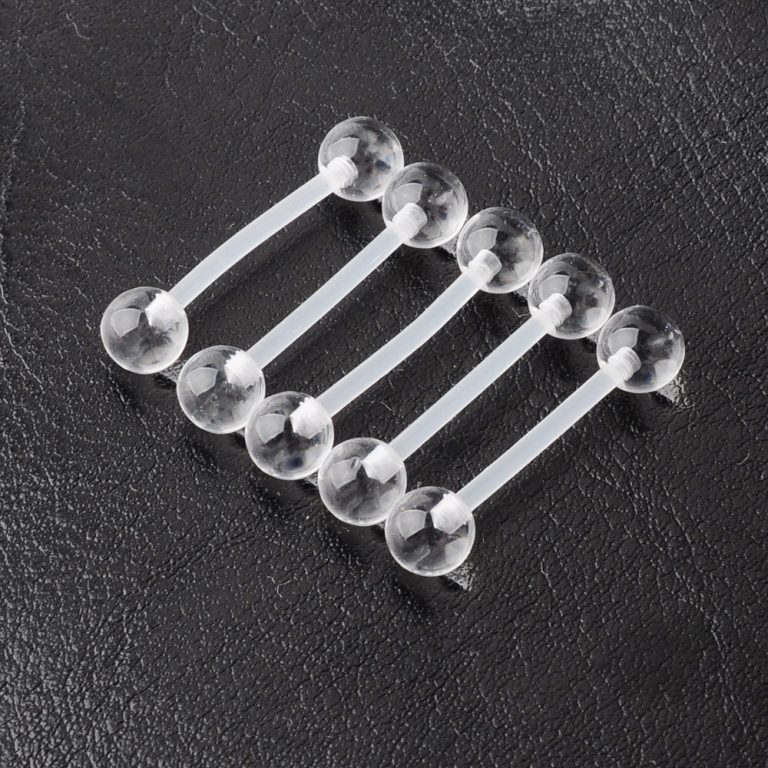 Hot Selling Invisible UV Soft Rod Tongue Ring Transparent PA Ring European And American Puncture Jewelry