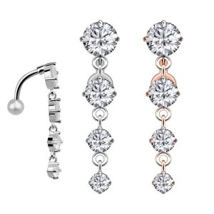 supply new European and American hot-selling puncture jewelry zircon upside down fashion navel ring creative navel nail