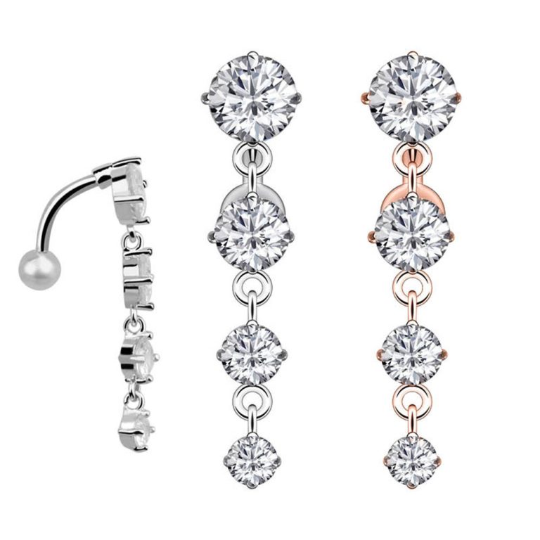 supply new European and American hot-selling puncture jewelry zircon upside down fashion navel ring creative navel nail