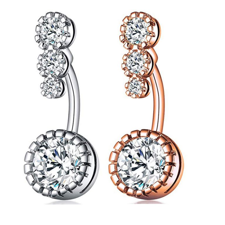 Puncture jewelry European and American fashion new inlaid zircon navel ring navel buckle navel nail