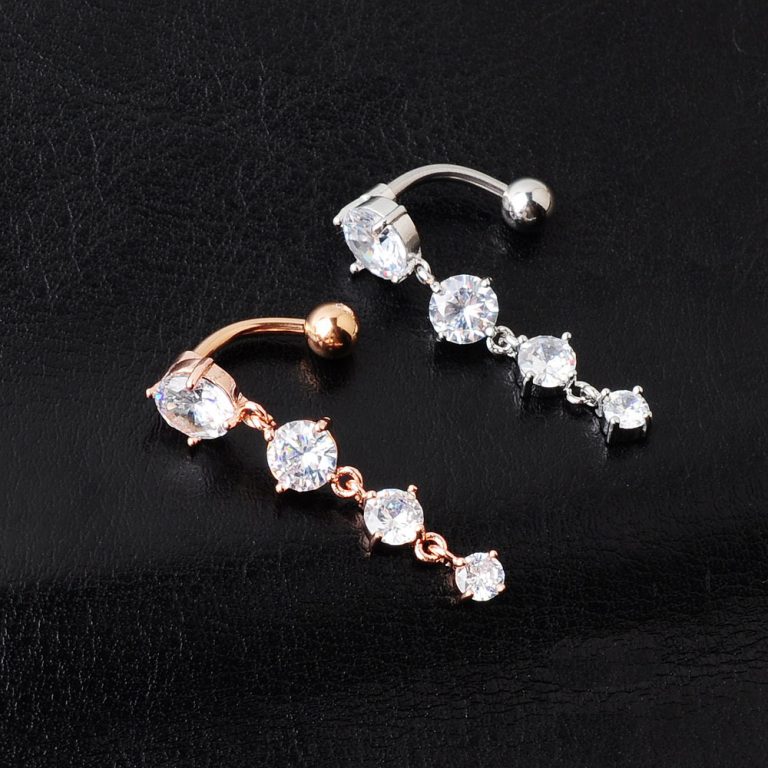 supply new European and American hot-selling puncture jewelry zircon upside down fashion navel ring creative navel nail - Image 3