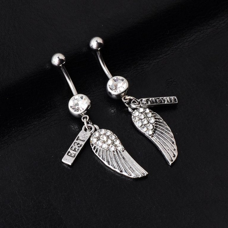 of European and American goods BEST FRIEND wings Crystal belly button belly button ring belly button nail