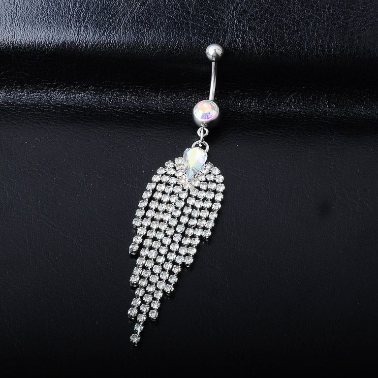 European and American popular puncture jewelry diamond tassel water drop navel ring navel nail - Image 5