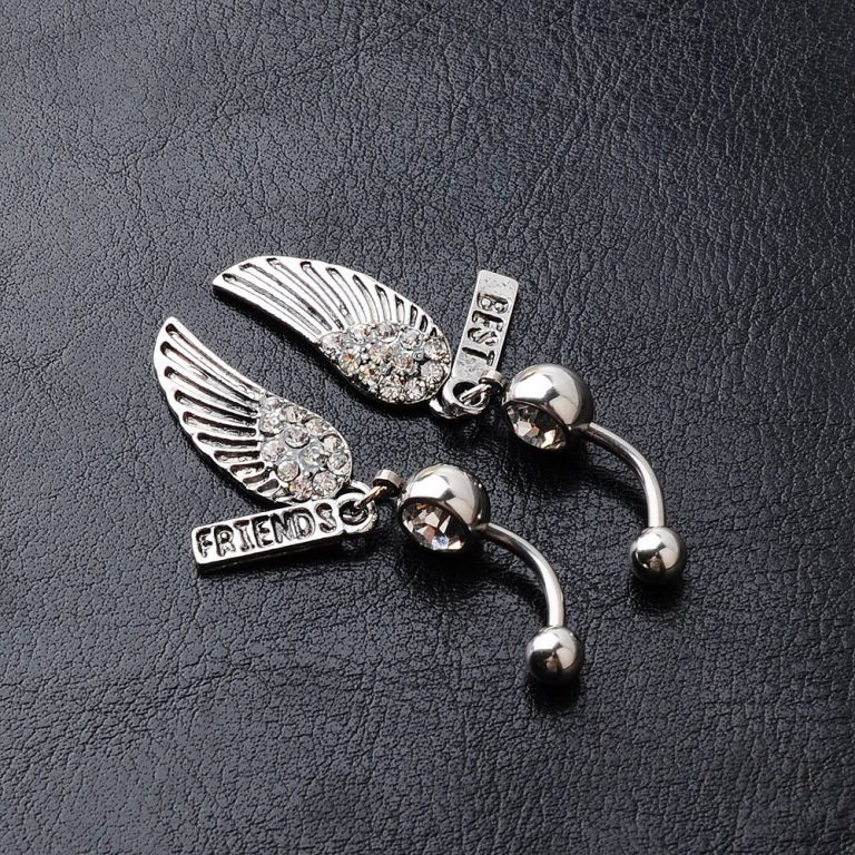 of European and American goods BEST FRIEND wings Crystal belly button belly button ring belly button nail - Image 4