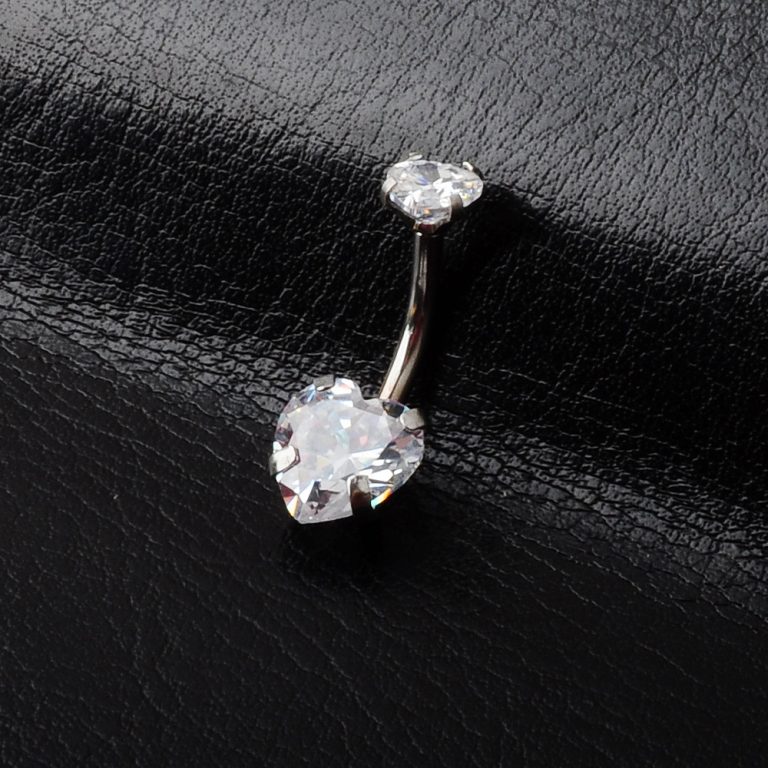 new European and American hot-selling zircon double heart-shaped navel nail piercing jewelry creative navel buckle navel nail - Image 3