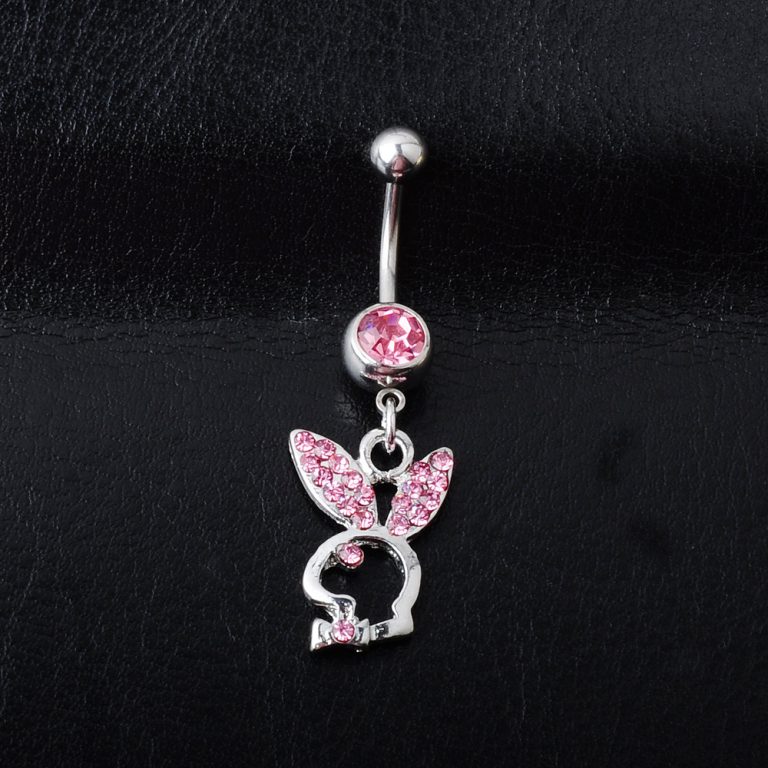 hot selling European and American puncture jewelry diamond rabbit navel ring multi-color navel nail - Image 7
