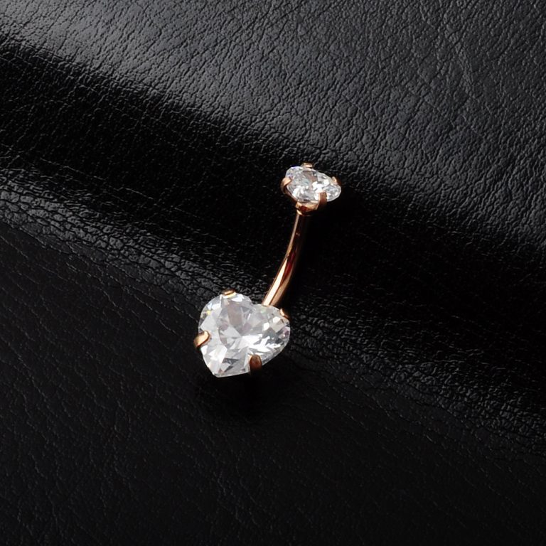 new European and American hot-selling zircon double heart-shaped navel nail piercing jewelry creative navel buckle navel nail - Image 7