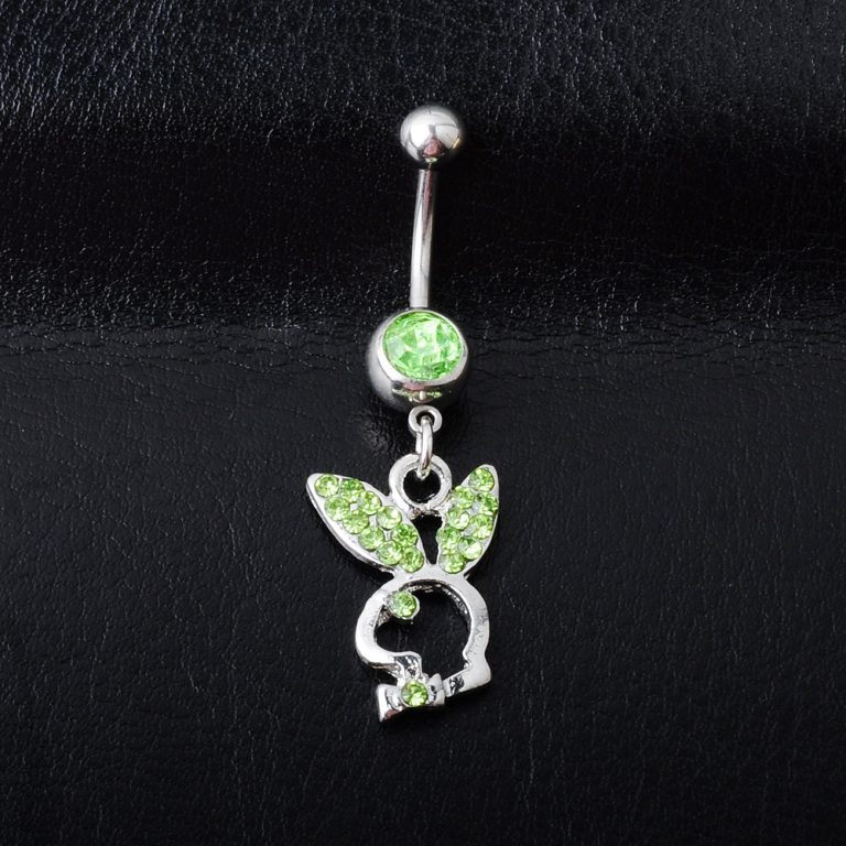 hot selling European and American puncture jewelry diamond rabbit navel ring multi-color navel nail - Image 3