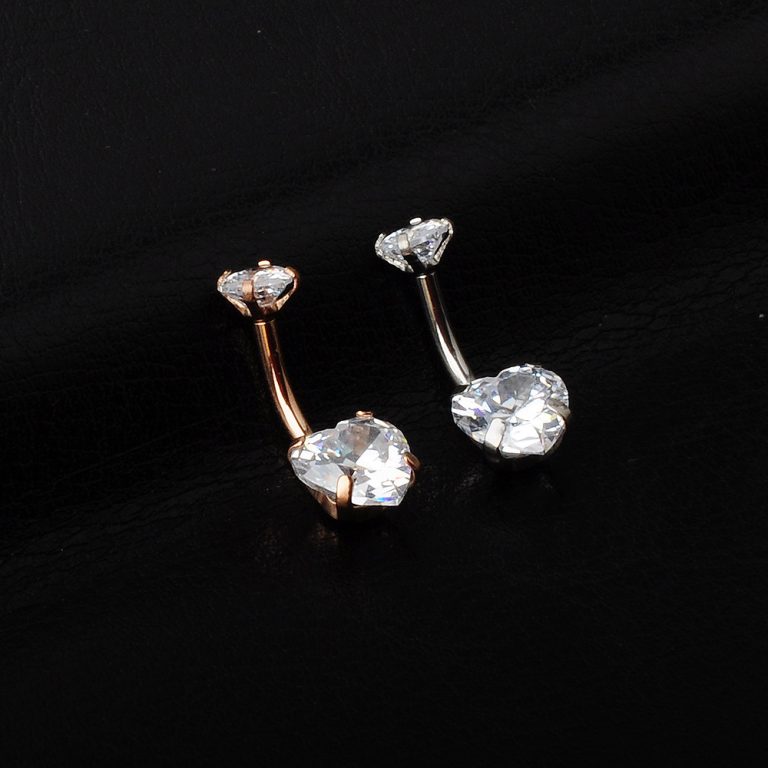 new European and American hot-selling zircon double heart-shaped navel nail piercing jewelry creative navel buckle navel nail - Image 5