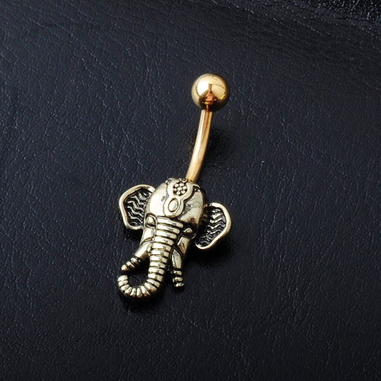 hot-selling puncture jewelry European and American electroplating ancient silver elephant navel nail navel ring - Image 8