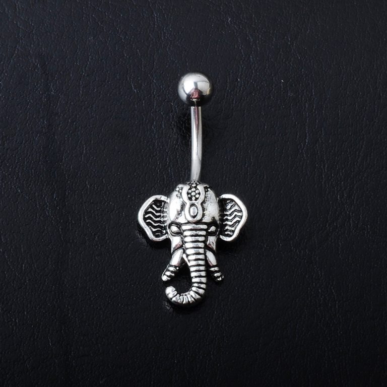 hot-selling puncture jewelry European and American electroplating ancient silver elephant navel nail navel ring - Image 6