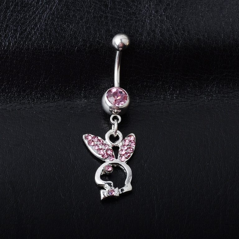 hot selling European and American puncture jewelry diamond rabbit navel ring multi-color navel nail - Image 5