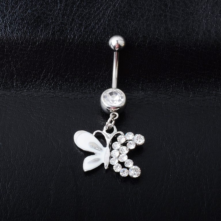 European and American fashion puncture jewelry diamond butterfly navel ring dripping navel nail in stock small - Image 4