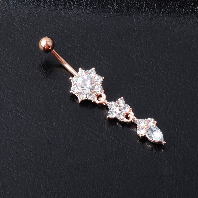 Hot new European and American navel piercing navel ornaments water drop flower pendant diamond women navel nail navel ring - Image 9