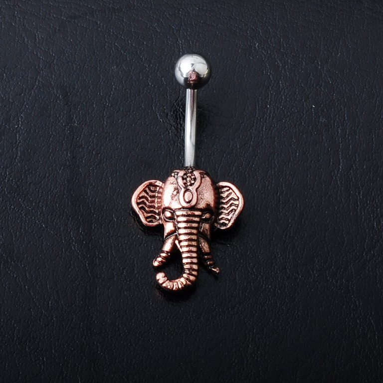 hot-selling puncture jewelry European and American electroplating ancient silver elephant navel nail navel ring - Image 4