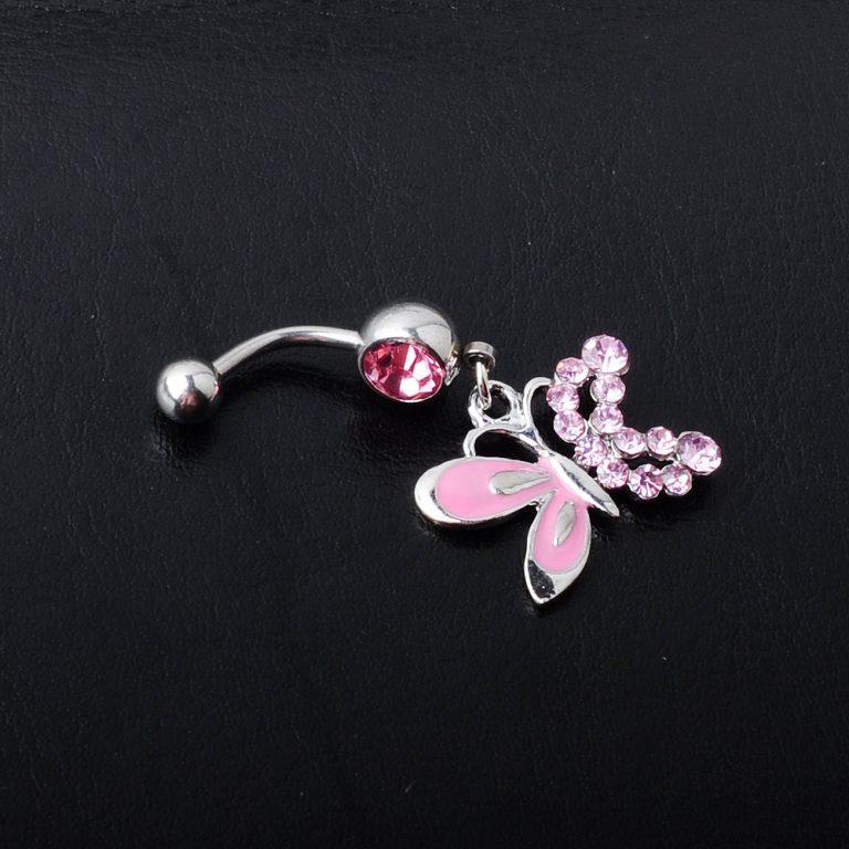 European and American fashion puncture jewelry diamond butterfly navel ring dripping navel nail in stock small - Image 8