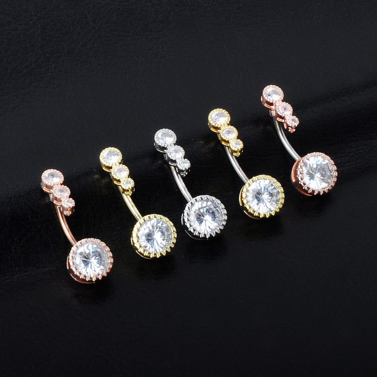European and American fashion New puncture jewelry inlaid zircon navel navel navel buckle - Image 3