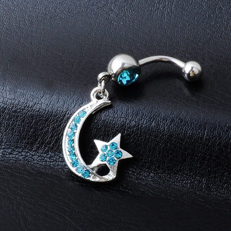 European and American puncture creative navel jewelry diamond star Moon navel ring navel nail - Image 8