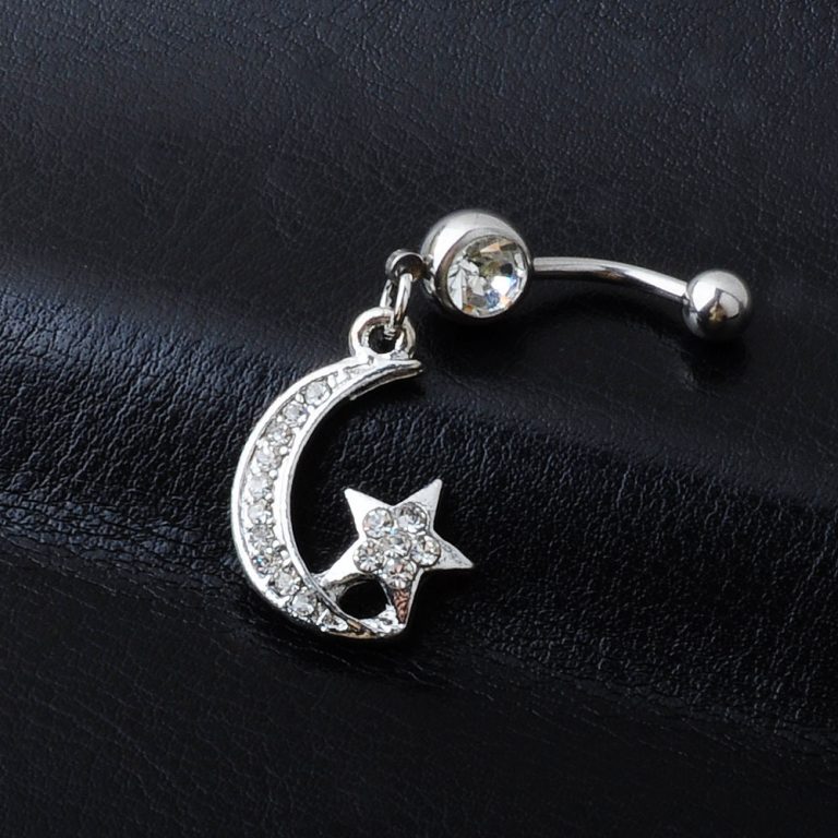European and American puncture creative navel jewelry diamond star Moon navel ring navel nail - Image 6