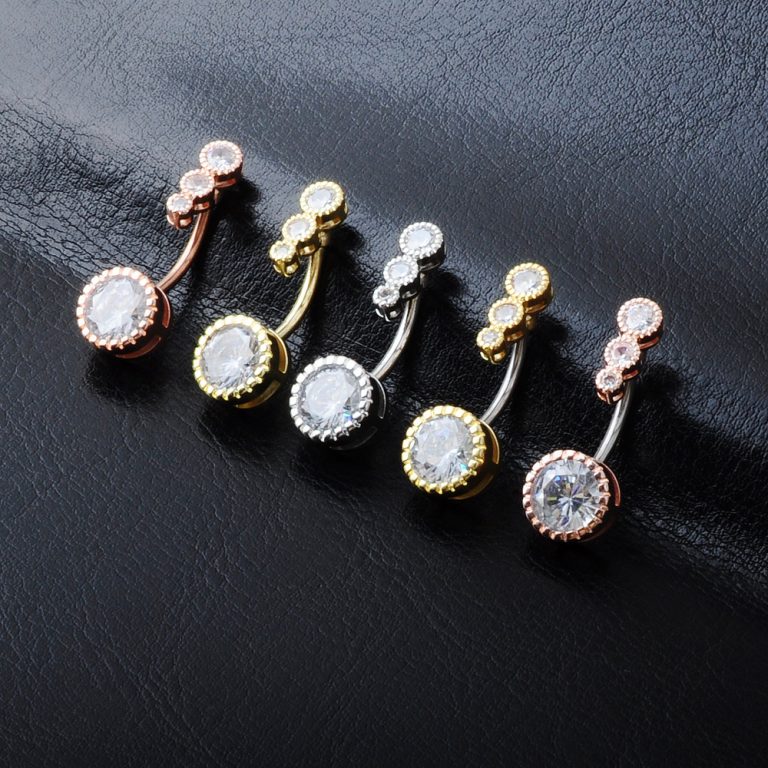 European and American fashion New puncture jewelry inlaid zircon navel navel navel buckle - Image 4