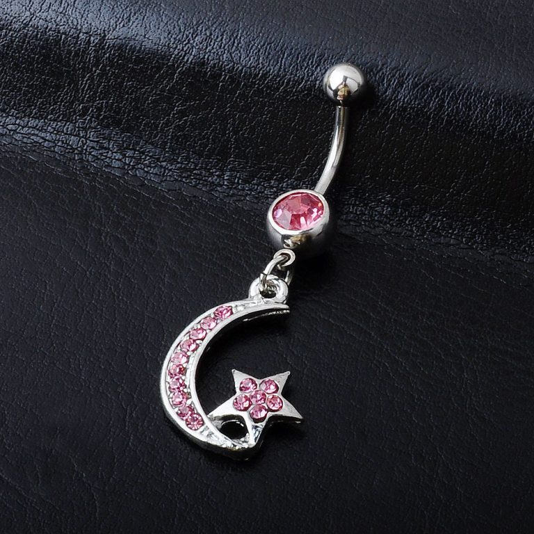 European and American puncture creative navel jewelry diamond star Moon navel ring navel nail - Image 7