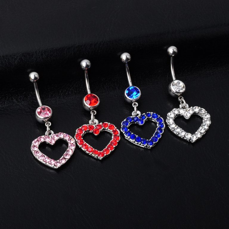 Alloy diamond heart-shaped navel ring navel nail  belly dance puncture jewelry navel ring - Image 3