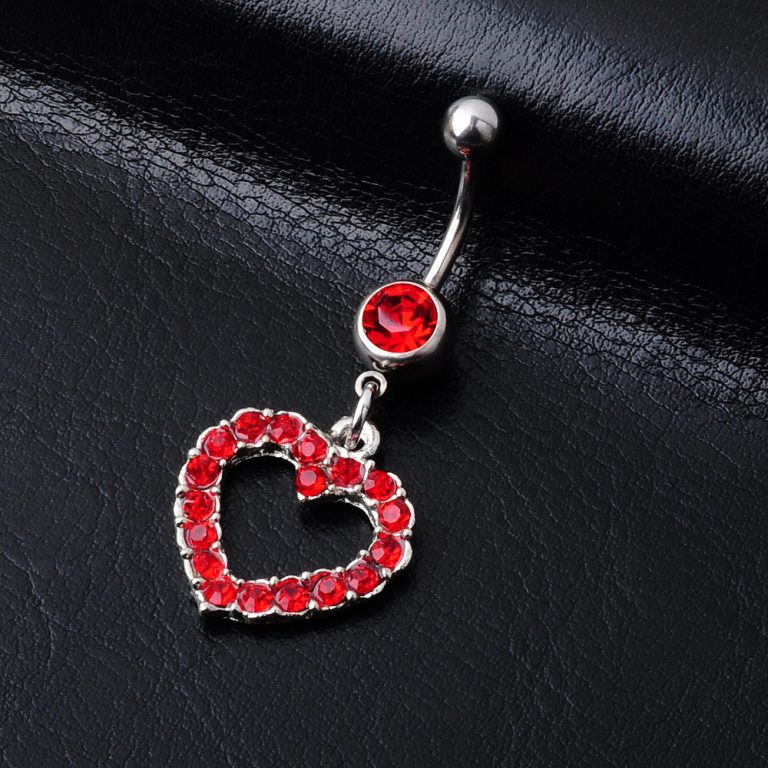 Alloy diamond heart-shaped navel ring navel nail  belly dance puncture jewelry navel ring - Image 5