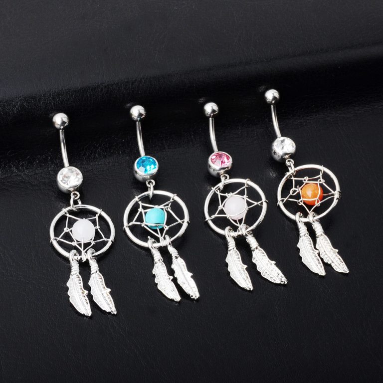 Body piercing jewelry Dreamcatcher navel ring navel nail navel buckle turquoise navel ring - Image 4