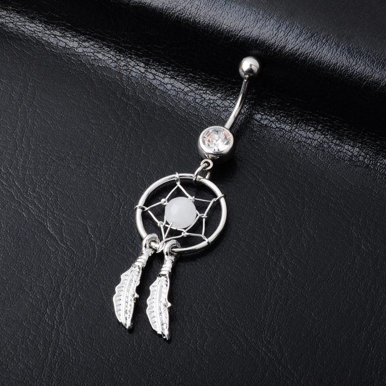 Body piercing jewelry Dreamcatcher navel ring navel nail navel buckle turquoise navel ring - Image 5
