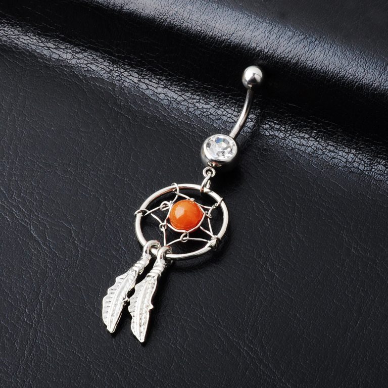 Body piercing jewelry Dreamcatcher navel ring navel nail navel buckle turquoise navel ring - Image 8