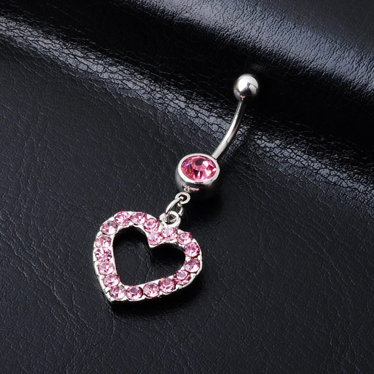 Alloy diamond heart-shaped navel ring navel nail  belly dance puncture jewelry navel ring - Image 4