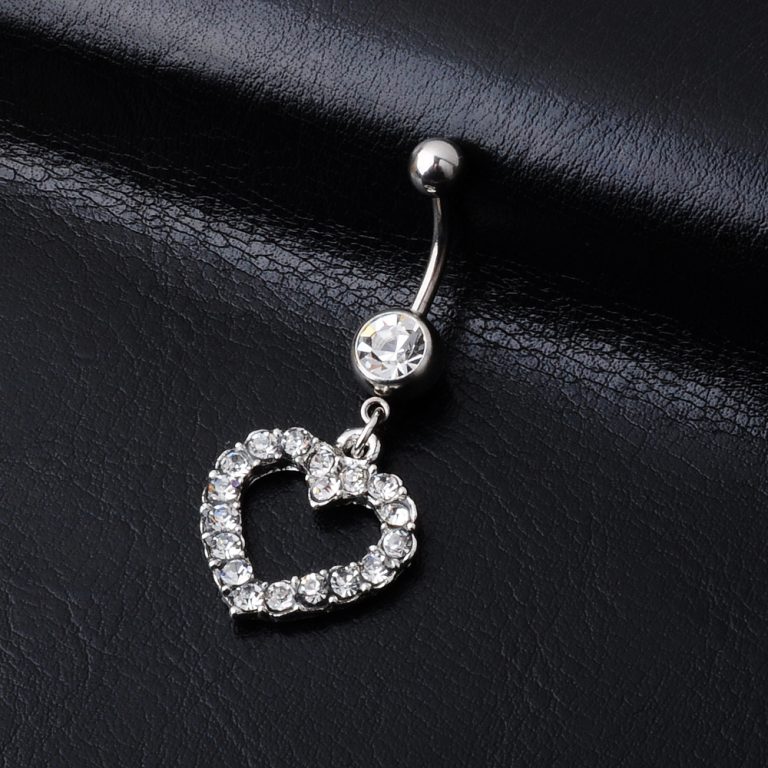 Alloy diamond heart-shaped navel ring navel nail  belly dance puncture jewelry navel ring - Image 7