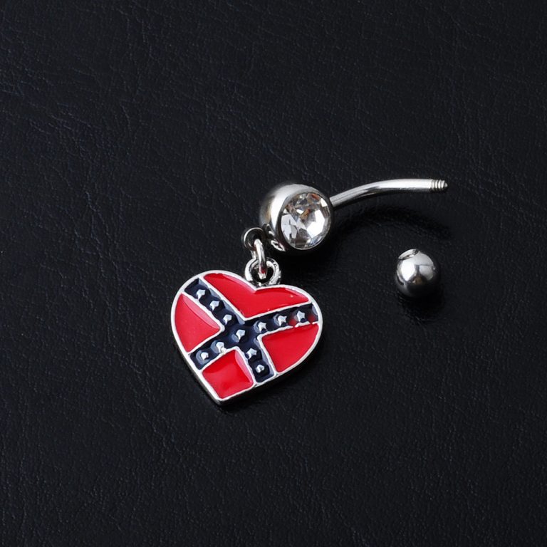 human body piercing jewelry dripping oil heart-shaped American flag navel ring navel nail