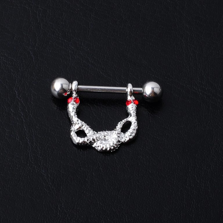 316 medical steel puncture jewelry titanium steel Europe and the United States diamond buckle breast ring nail - Image 3