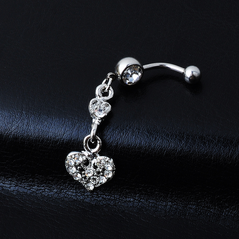 European and American diamond-embedded love navel ring navel nail belly dance puncture jewelry - Image 4
