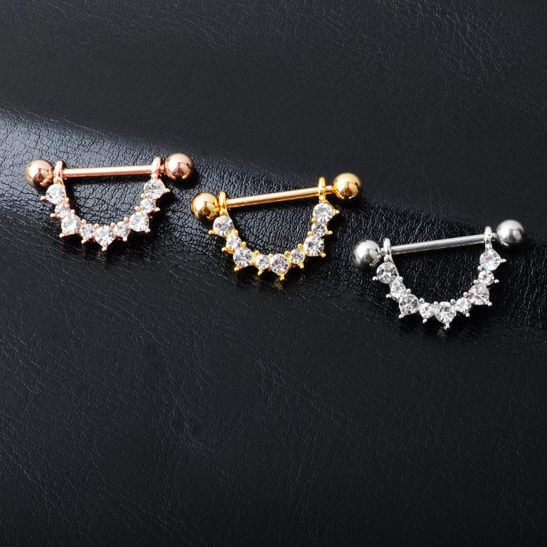 European and American popular puncture jewelry Amazon hot new nipple ring U-shaped diamond-embedded nipple ring accessories jewelry