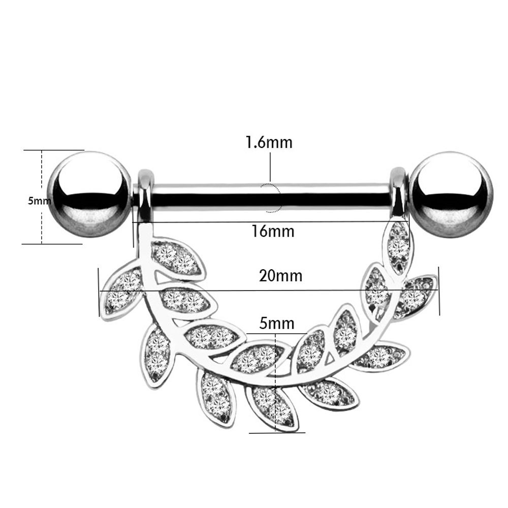 Hot diamond nipple nail European and American popular puncture jewelry leaf ring - Image 5