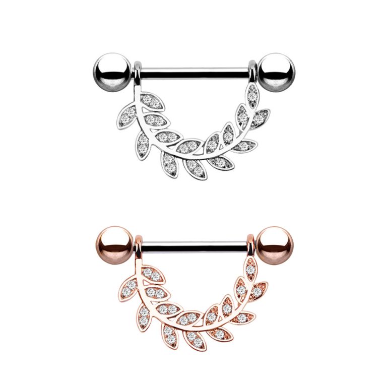 Hot diamond nipple nail European and American popular puncture jewelry leaf ring
