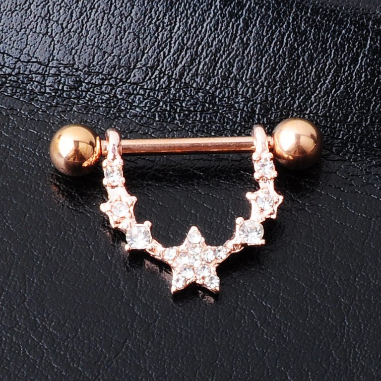 Cross-border products hot sale diamond five-pointed star nipple nail European and American popular puncture jewelry nipple ring - Image 4