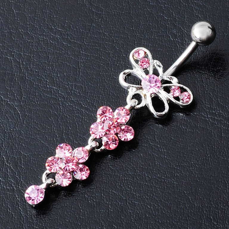 puncture jewelry butterfly diamond European and American belly button ring bow umbilical nail umbilical buckle