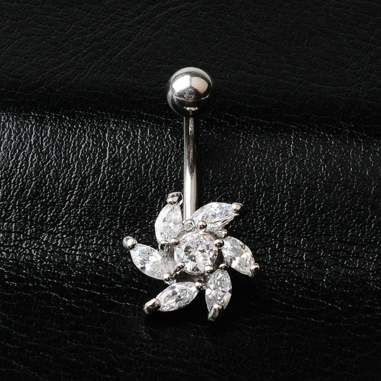 New puncture jewelry European and American fashion inlaid zircon nailing Bauhinia nailing buckle navel ring - Image 6