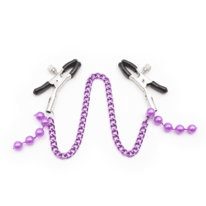 Purple Beaded Nipple Clamps - Couples Flirting Training Toys