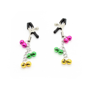 Iron chain, colorful bell, plastic rubber cap, nipple clamp