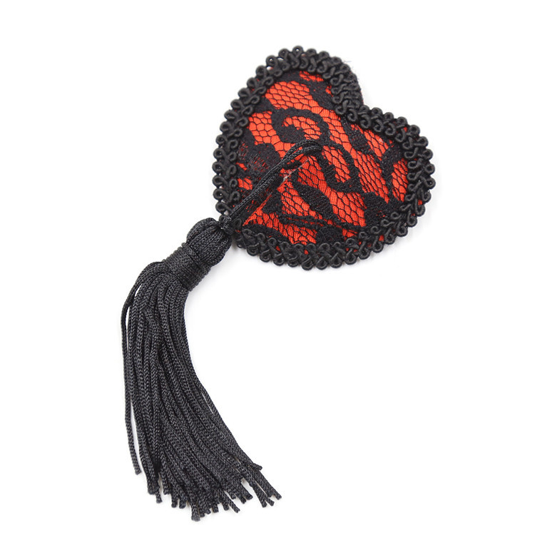 Black & Red Lace Tassel Nipple Covers - Nightclub Stage Pasties for Women - Image 4