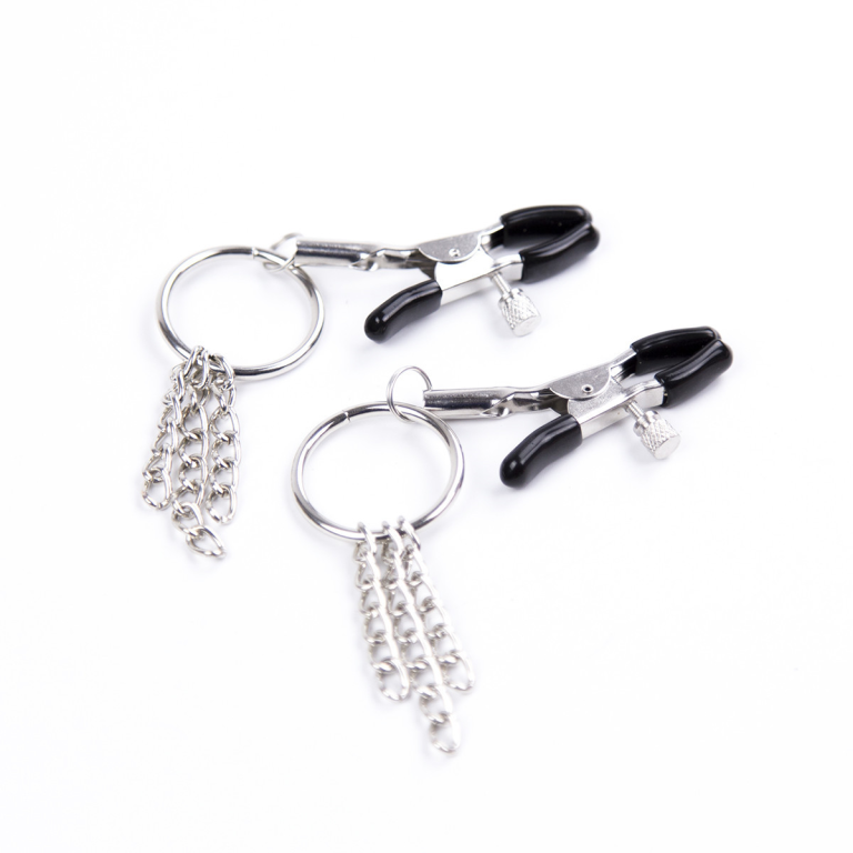 Adult female toys, nipple clamps, round iron rings, chains, golden breasts, breast sex props - Image 4