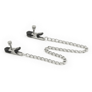 Adjustable Iron Chain Nipple Clamps - Black Sex Toys for Women - Flirting & Training