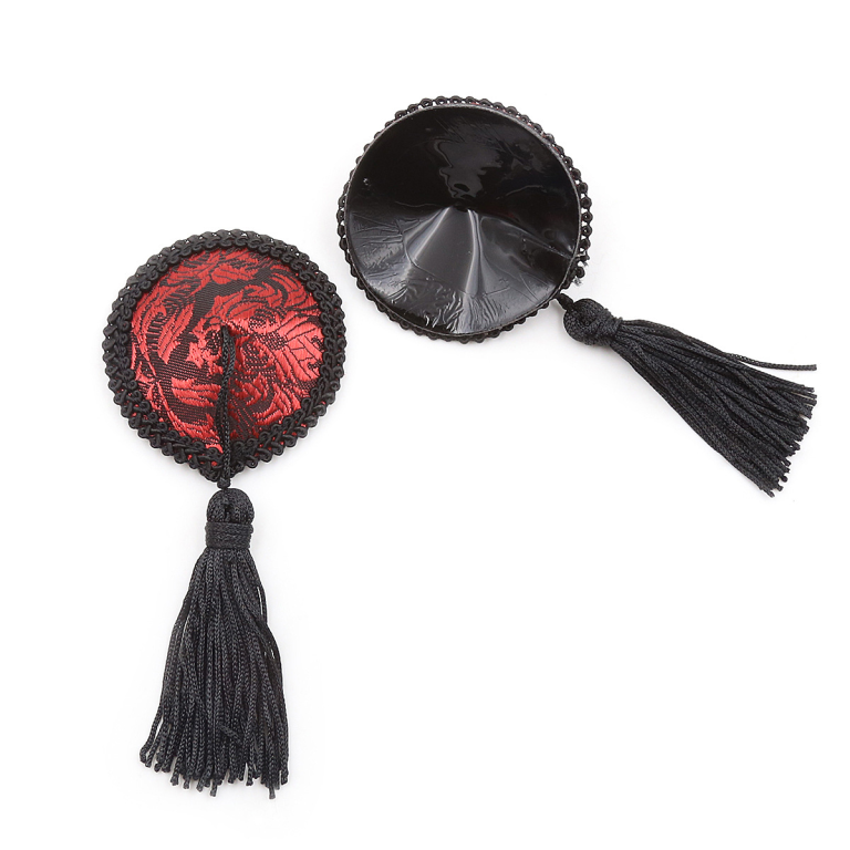 Alternative round sex toys, silicone nipple stickers, black tassels, adult passion women, SM toys, breast stickers for couples - Image 6