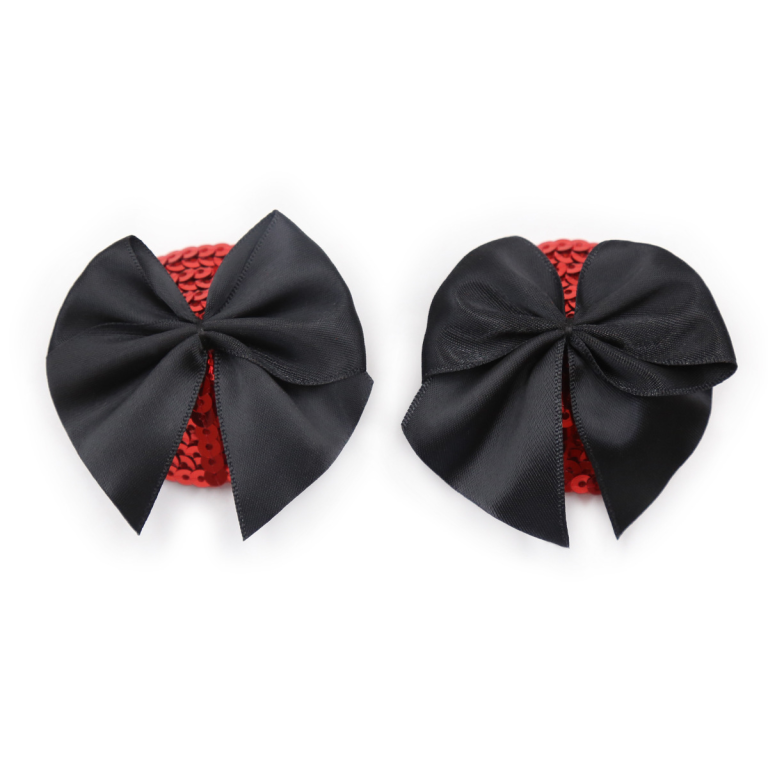 Flirting accessories bra red bow nipple stickers black round silicone anti-exposure sexy breast stickers for couples - Image 3
